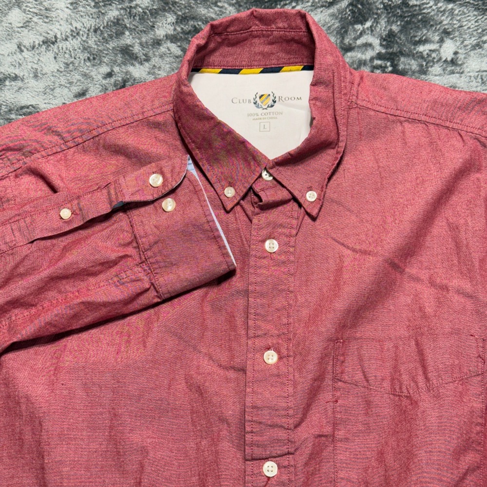 Club Room Button Down Shirt Men Large Red